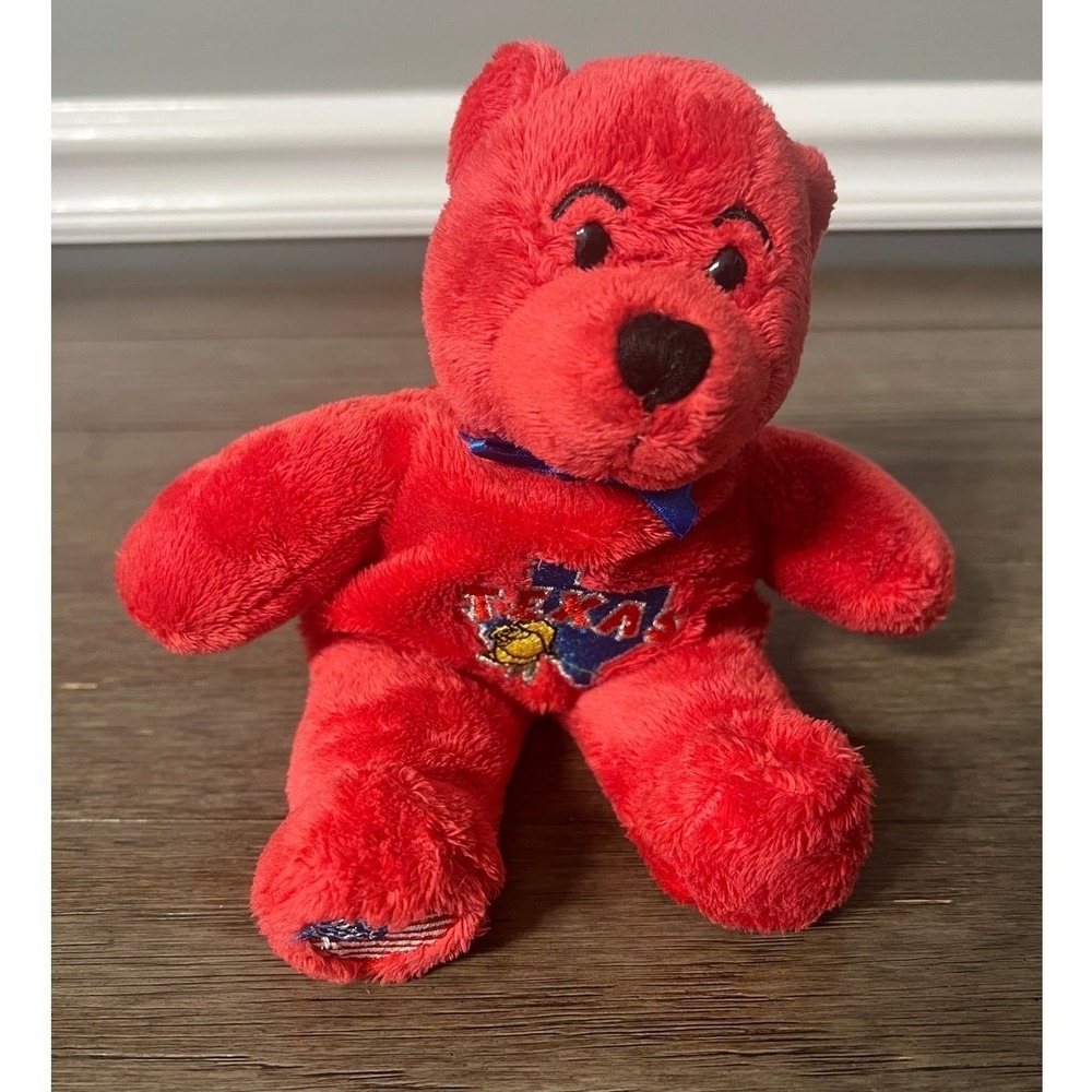 Symbolz Texas Bean Bag Plush Bear Red Yellow Rose Lone Star State Souvenir 2003